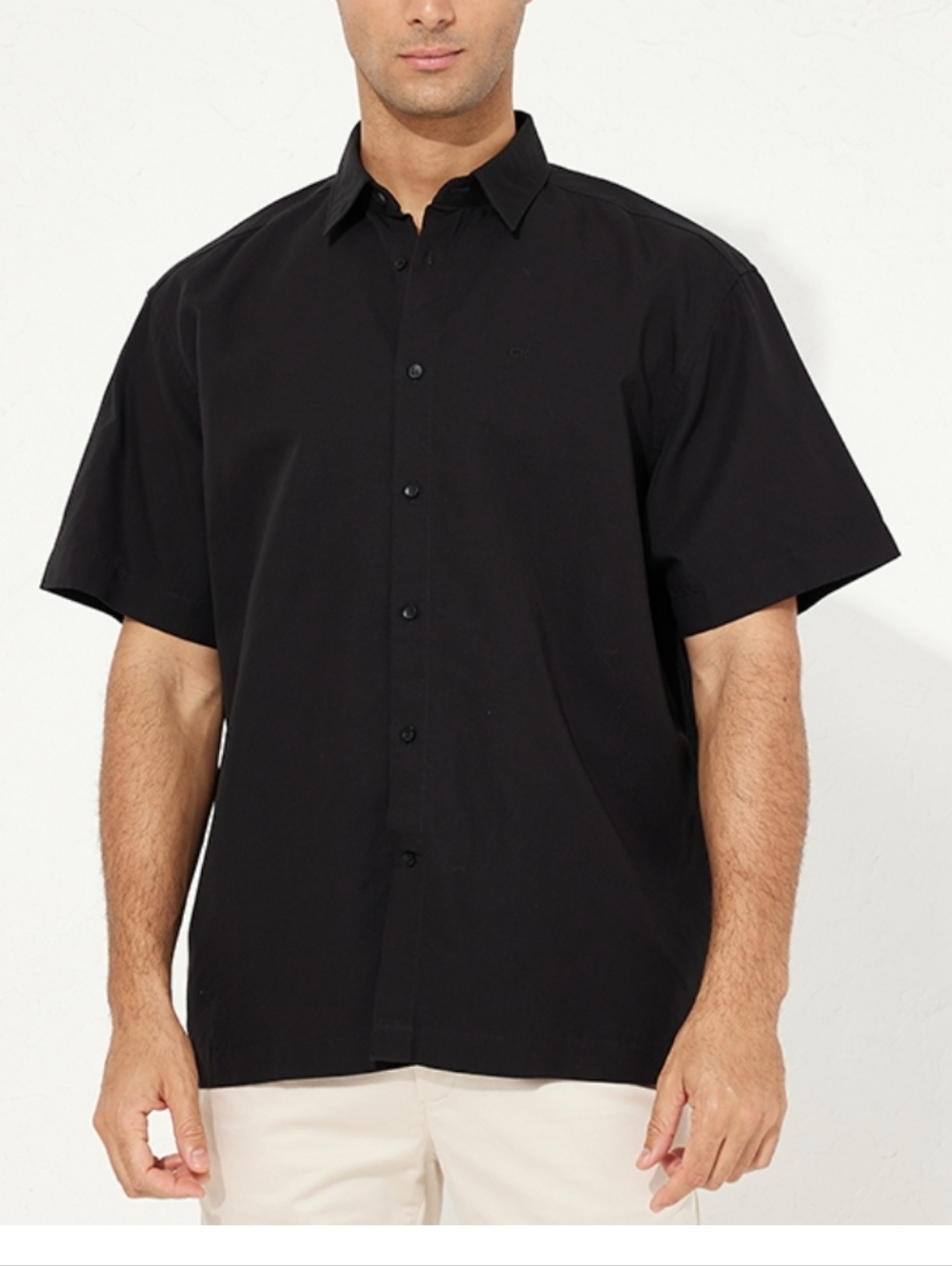 Calvin Klein Black Short Sleeve 100% Cotton Button-Down Shirt Size 2X